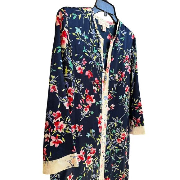 Oscar de la Renta Pink Label Floral Maxi Dress S/M Satin Trim Lounge Gown Luxury - Picture 3 of 11